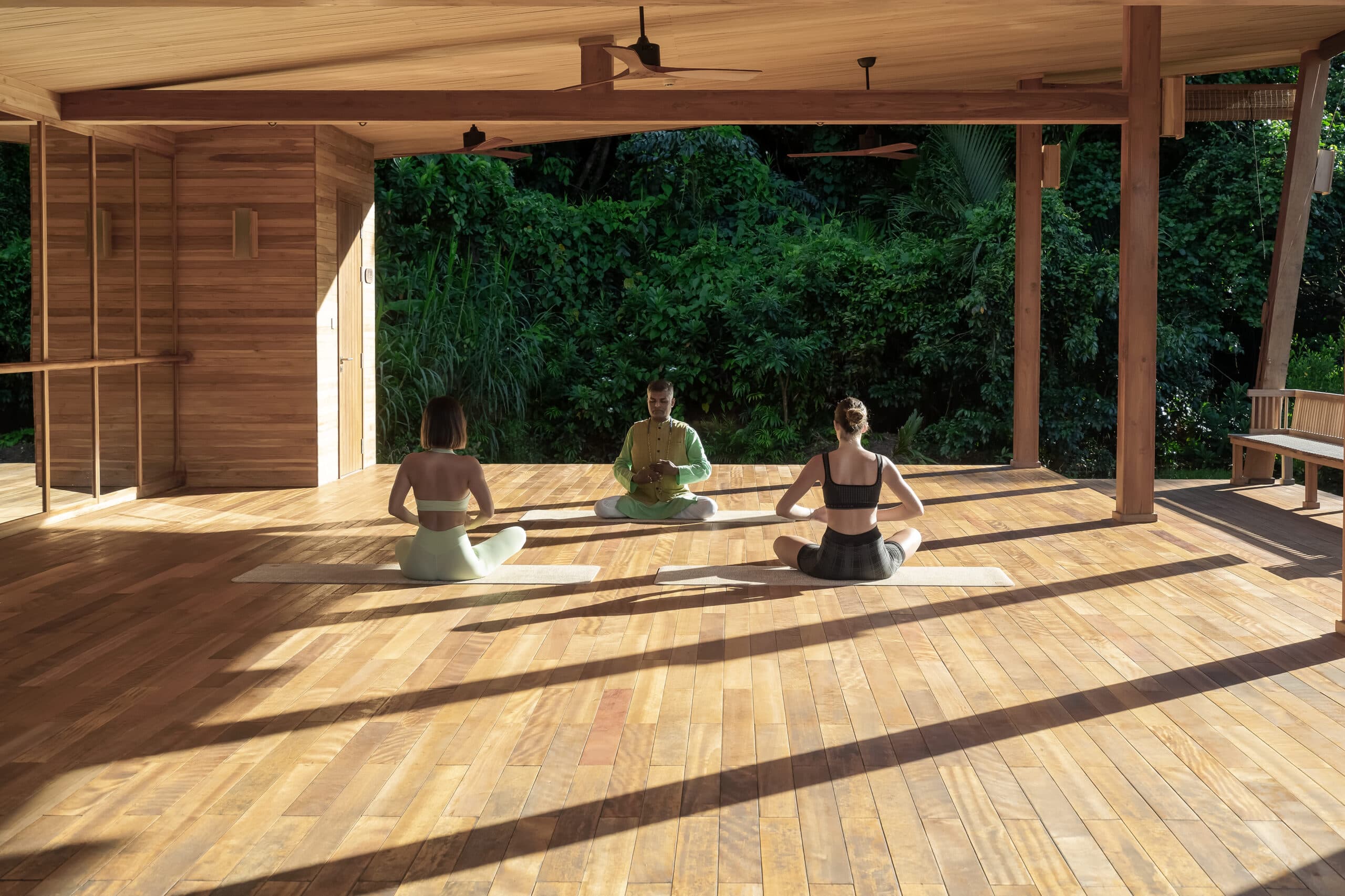 Meditation in a sunlit pavilion